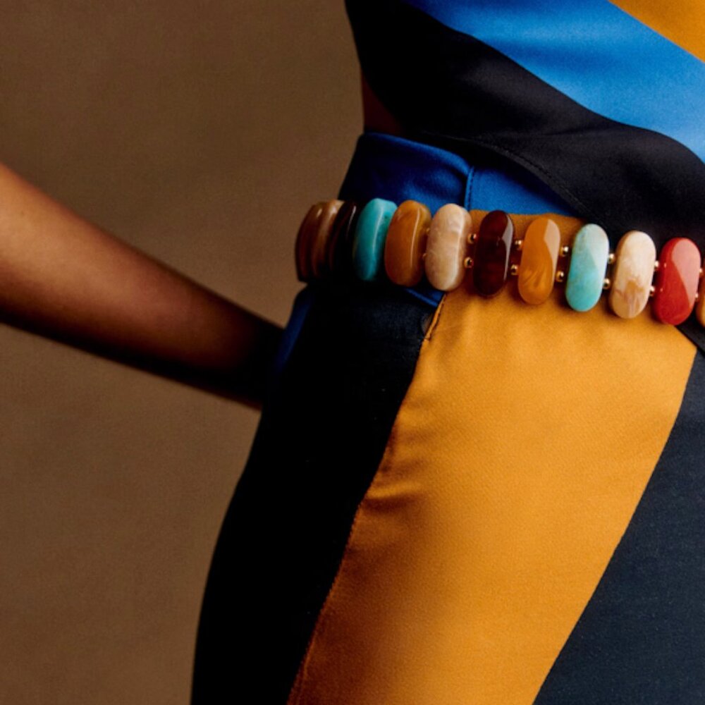 Sezane Fine Octavie Belt Turquoise Multicoloured - Size 75